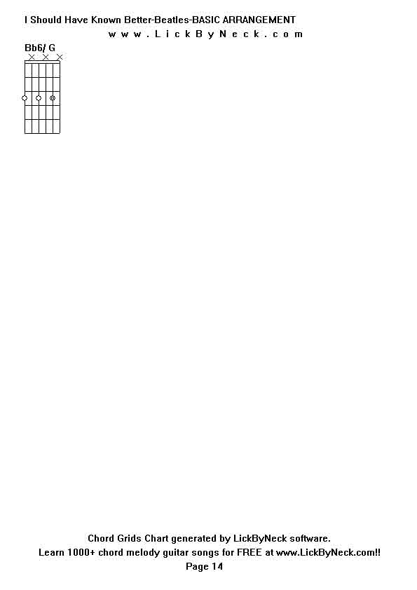 Chord Grids Chart of chord melody fingerstyle guitar song-I Should Have Known Better-Beatles-BASIC ARRANGEMENT,generated by LickByNeck software.